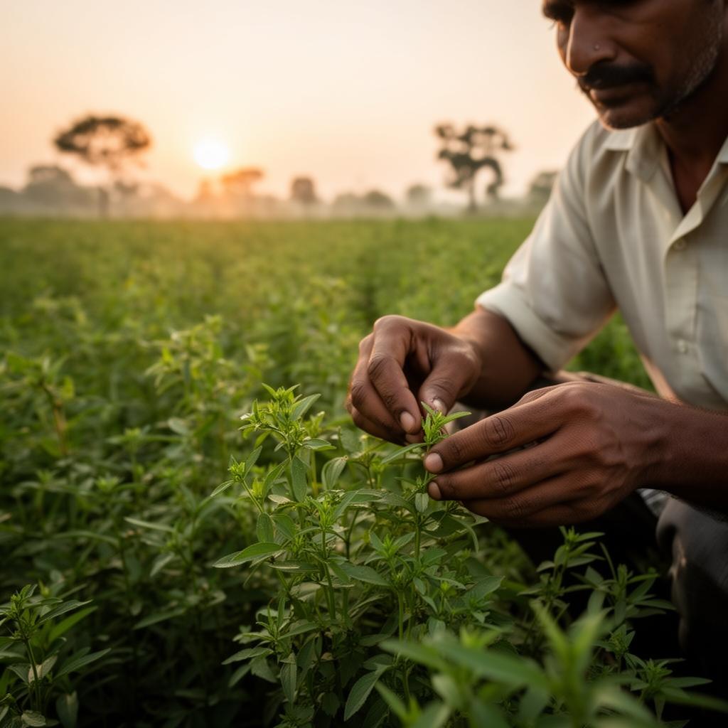 Ethical Shatavari farming at sunrise